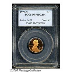 1978-S 1C PR70 Deep Cameo PCGS. Exceptional deep 