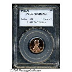 1984-S 1C PR70 Deep Cameo PCGS. A spectacular Cen