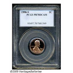 1990-S 1C PR70 Red Deep Cameo PCGS. A fabulous pi