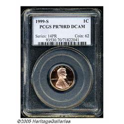 1999-S 1C PR70 Red Deep Cameo PCGS. A fiery pinki