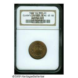 1864 2C Large Motto MS65 Red NGC. FS-001.8. The r