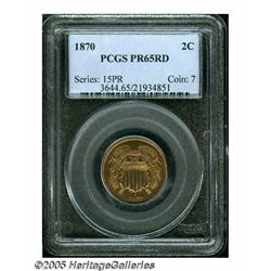 1870 2C PR65 Red PCGS. Pleasing brick-red color w
