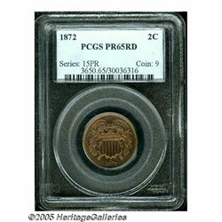 1872 2C PR65 Red PCGS. Lovely deep violet-red sur
