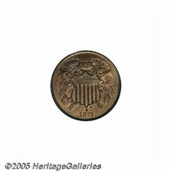 1873 2C Closed 3 PR65 Red PCGS. A lovely blazing 