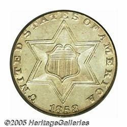 1858 3CS MS66 PCGS. Type Two three cent silver pi