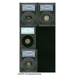 1860 3CS Three Cent Silver MS64 PCGS, rich forest