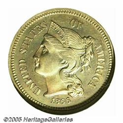 1866 3CN PR66 NGC. Colorful and lustrous example 