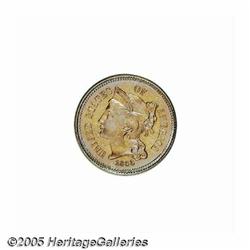 1866 3CN PR66 PCGS. Rich yellow-gold toning with 