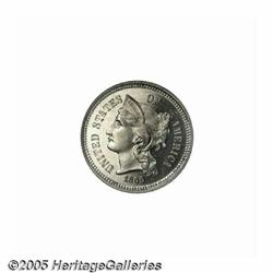 1866 3CN PR66 Cameo NGC. Faint gold toning over t