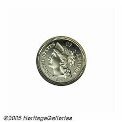 1867 3CN PR66 Cameo NGC. Nicely contrasted with b