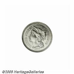 1868 3CN PR66 Cameo NGC. An extraordinarily well 