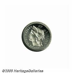 1868 3CN PR65 Ultra Cameo NGC. An untoned and ext