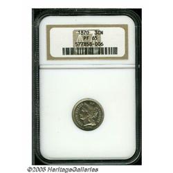 1870 3CN PR65 NGC. Attractive tan-rose Gem. Good 