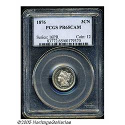 1876 3CN PR65 Cameo PCGS. Lovely cameo example wi
