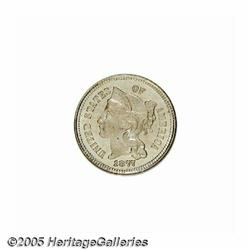 1877 3CN PR65 NGC. Matte-steel surfaces with ligh