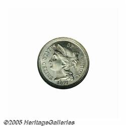 1877 3CN PR66 Cameo NGC. An especially attractive