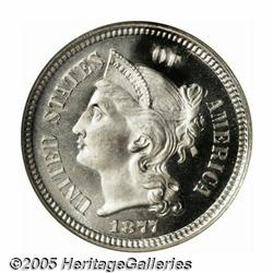 1877 3CN PR67 Cameo NGC. Fully brilliant. A splen