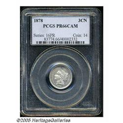 1878 3CN PR66 Cameo PCGS. Well struck and distrac