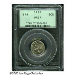 1879 3CN PR67 PCGS. Superlative proof coin with s