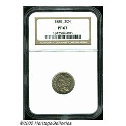 1880 3CN PR67 NGC. Light orange and blue color ti