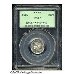 1882 3CN PR67 PCGS. Well struck and immaculately 