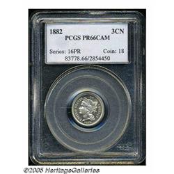 1882 3CN PR66 Cameo PCGS. Essentially brilliant t