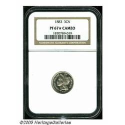 1883 3CN PR67 S Cameo NGC. Exceptional surfaces w