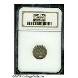 1886 3CN PR65 NGC. Matte surfaces with attractive