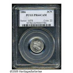 1886 3CN PR66 Cameo PCGS. Well struck, untoned, a