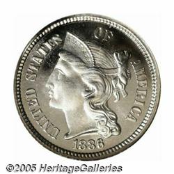 1886 3CN PR67 Cameo NGC. A fully-brilliant Gem th