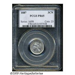 1887 3CN PR65 PCGS. A bright steel-gray example, 