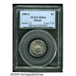 1883/2 5C MS64 PCGS. FS-13.2. A near-Gem, with li