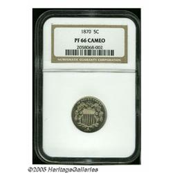 1866 5C Rays PR65 Cameo PCGS. Attractive frost on