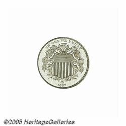 1867 5C No Rays PR66 PCGS. Mostly brilliant with 