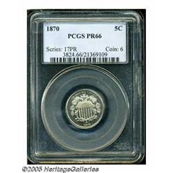 1870 5C PR66 PCGS. This flashy Shield nickel disp