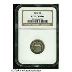 1870 5C PR66 Cameo NGC. An exquisite cameo Gem pr
