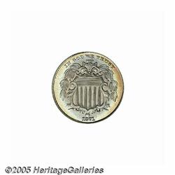 1871 5C PR66 PCGS. Peach, sky-blue, and gold colo