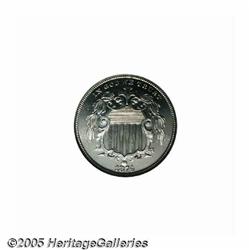 1874 5C PR66 Cameo NGC. Fully brilliant. Most des