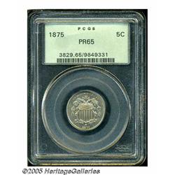 1875 5C PR65 PCGS. Lightly toned with blushes of 