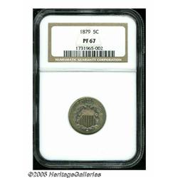 1879 5C PR67 NGC. An outer ring of matte peach at