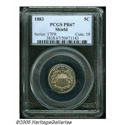 1883 5C PR67 PCGS. Impressive example with wonder