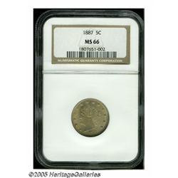 1887 5C MS66 NGC. Deep tangerine surfaces, appeal