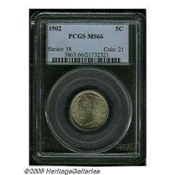 1902 5C MS66 PCGS. Well struck with shimmering lu