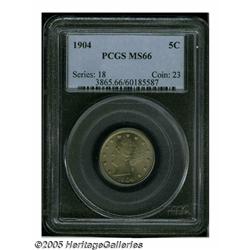1904 5C MS66 PCGS. Superb-Gem example with tan-go