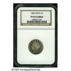 1883 5C With Cents PR65 Cameo NGC. Well contrasti