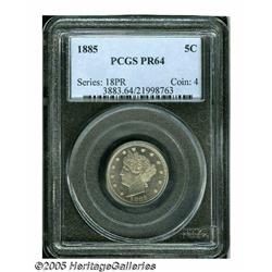 1885 5C PR64 PCGS. Pretty, near-Gem proof with ve