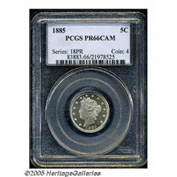 1885 5C PR66 Cameo PCGS. Lovely Superb-Gem proof 