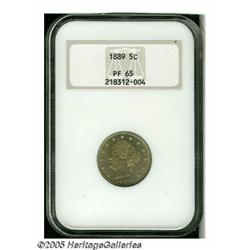 1889 5C PR65 NGC. Bright proof surfaces display s