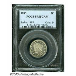 1895 5C PR65 Cameo PCGS. Mildly frosted with coat
