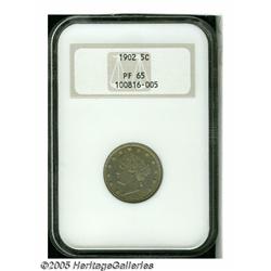 1902 5C PR65 NGC. Bright surfaces are overrun wit